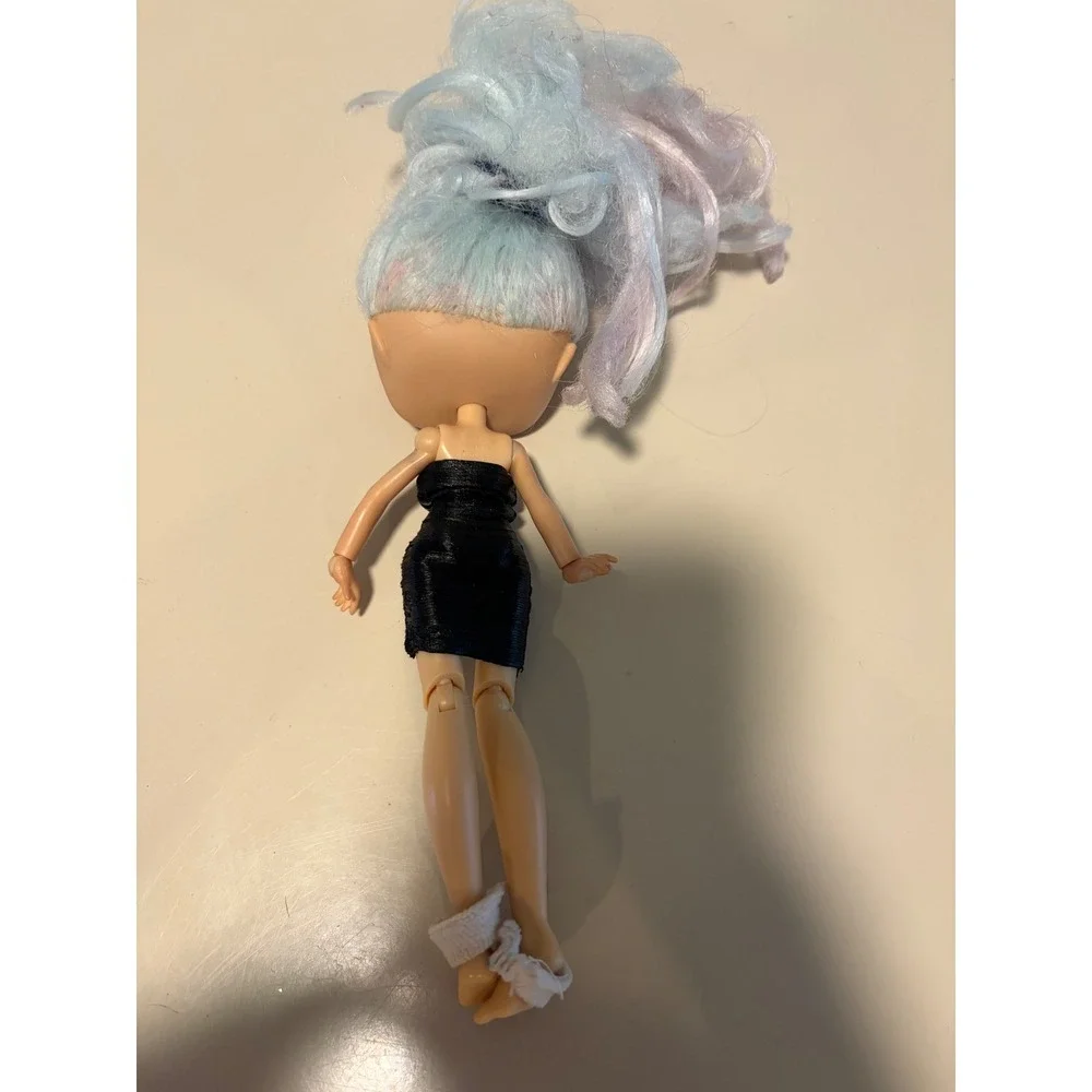 Boxy Girls Fashion Doll Blue Pink Hair Black Dress 8 Inch Articulated Toy
